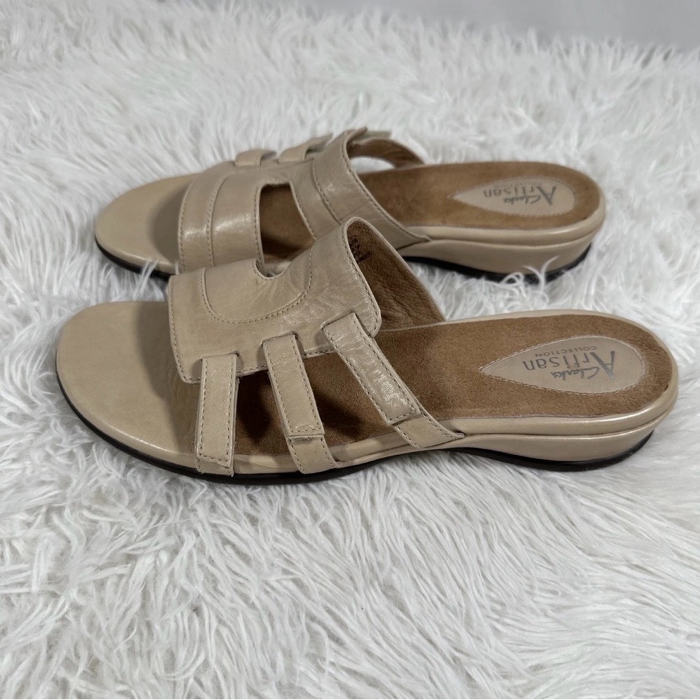 Clarks Artisan Collection Vintage Women’s Size 10 Beige Leather Strap Sandals - Picture 3 of 9